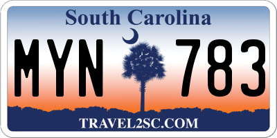 SC license plate MYN783