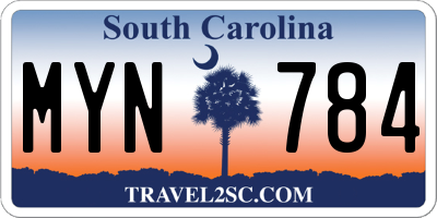 SC license plate MYN784
