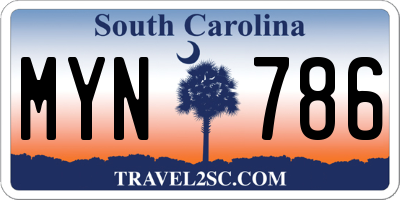 SC license plate MYN786