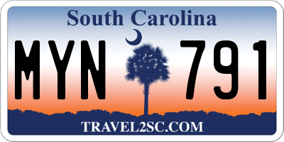 SC license plate MYN791