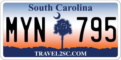 SC license plate MYN795