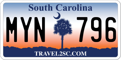 SC license plate MYN796
