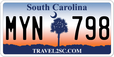 SC license plate MYN798
