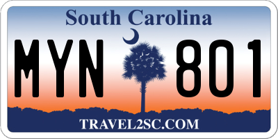 SC license plate MYN801
