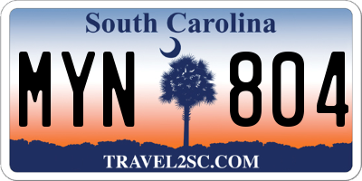 SC license plate MYN804