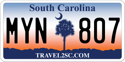 SC license plate MYN807