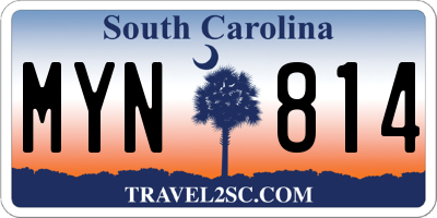 SC license plate MYN814