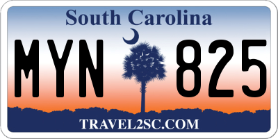 SC license plate MYN825