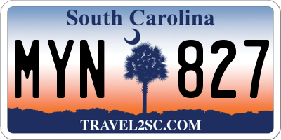 SC license plate MYN827