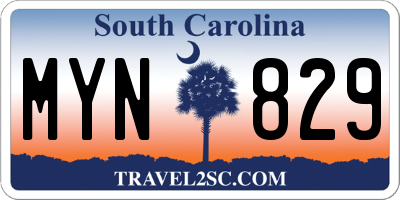 SC license plate MYN829