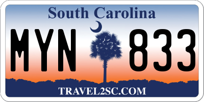 SC license plate MYN833