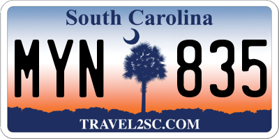 SC license plate MYN835