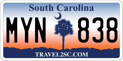 SC license plate MYN838