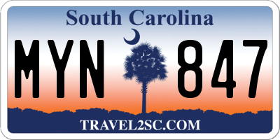 SC license plate MYN847