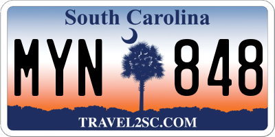 SC license plate MYN848