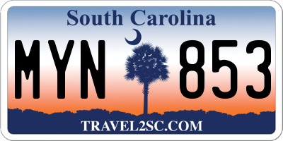 SC license plate MYN853