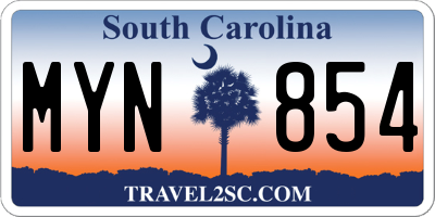 SC license plate MYN854