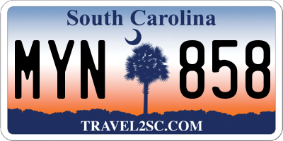 SC license plate MYN858