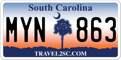 SC license plate MYN863