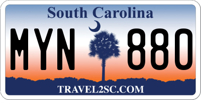 SC license plate MYN880