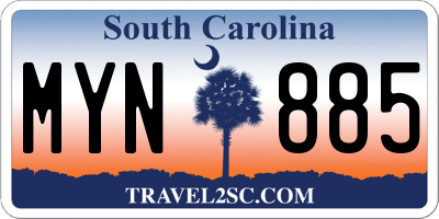 SC license plate MYN885