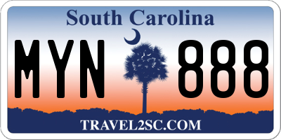 SC license plate MYN888
