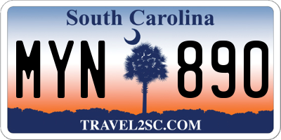 SC license plate MYN890