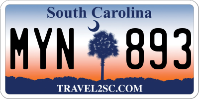 SC license plate MYN893