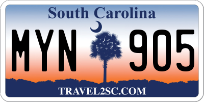 SC license plate MYN905