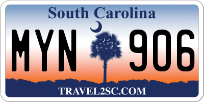 SC license plate MYN906