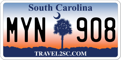 SC license plate MYN908