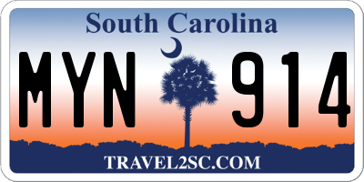 SC license plate MYN914