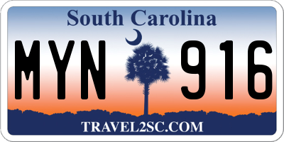 SC license plate MYN916