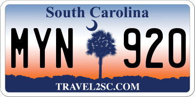 SC license plate MYN920