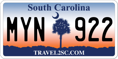 SC license plate MYN922