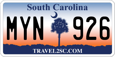 SC license plate MYN926