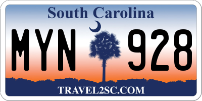 SC license plate MYN928