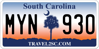 SC license plate MYN930