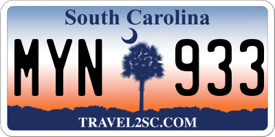 SC license plate MYN933