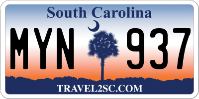 SC license plate MYN937