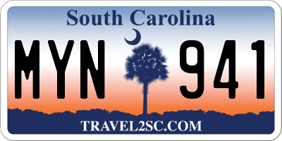SC license plate MYN941