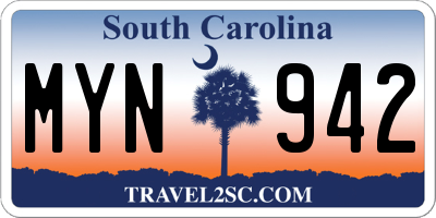SC license plate MYN942