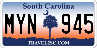SC license plate MYN945
