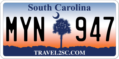 SC license plate MYN947