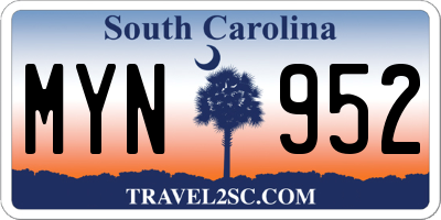 SC license plate MYN952