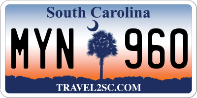 SC license plate MYN960