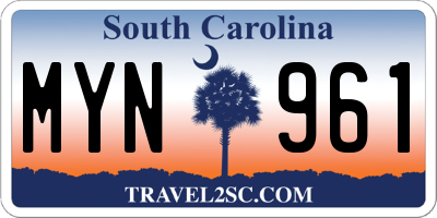 SC license plate MYN961