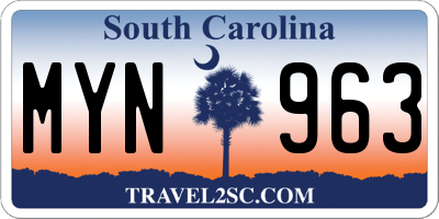 SC license plate MYN963