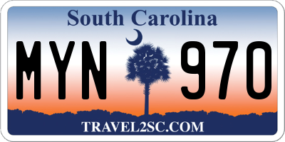 SC license plate MYN970
