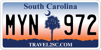 SC license plate MYN972